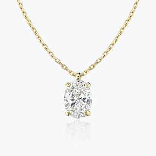 0.25-1.0ct Oval Cut Solitaire Moissanite Diamond Necklace - violetjewels