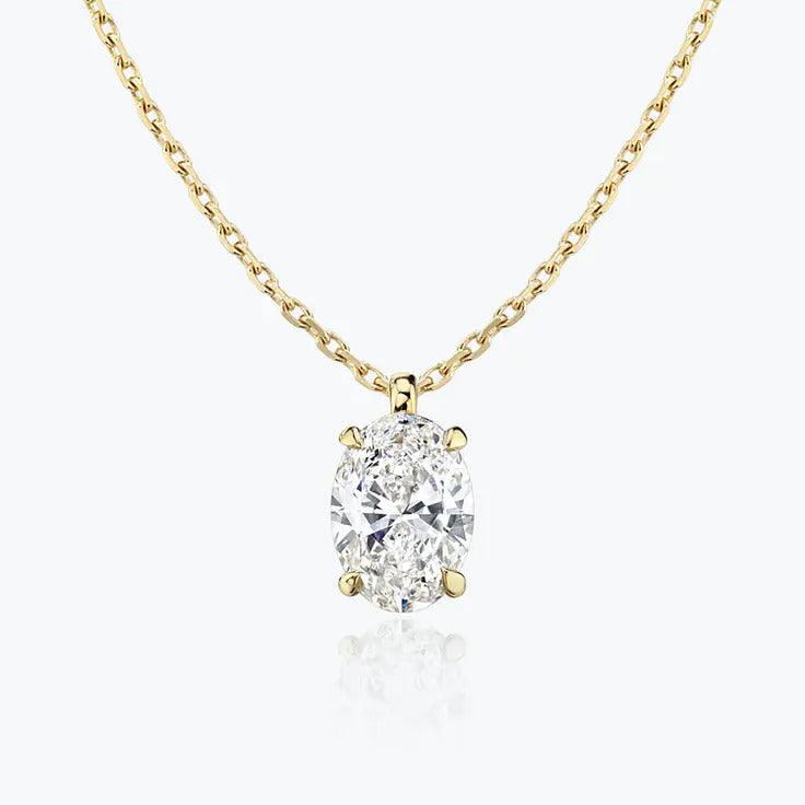 0.25-1.0ct Oval Cut Solitaire Moissanite Diamond Necklace - violetjewels