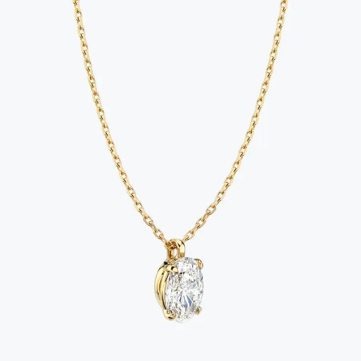 0.25-1.0ct Oval Cut Solitaire Moissanite Diamond Necklace - violetjewels