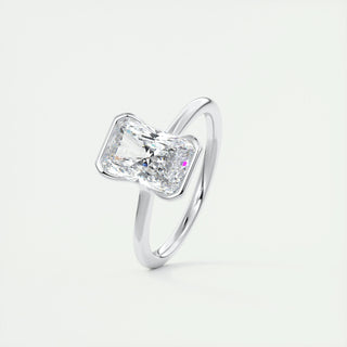 2.10 CT Radiant Solitaire Half Bezel Moissanite Engagement Ring - violetjewels