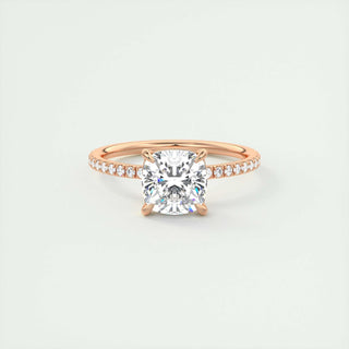 2.15 CT Cushion Cut Solitaire Pave Moissanite Engagement Ring - violetjewels