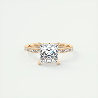 2ct Princess F- VS1 Diamond Engagement Ring With Pave Setting - violetjewels