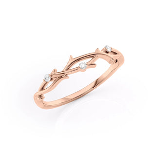 Round diamond twig wedding band with nature-inspired design – delicate and unique