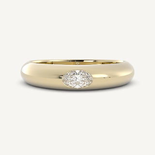 0.33 CT Oval Flush Setting Diamond Wedding Band