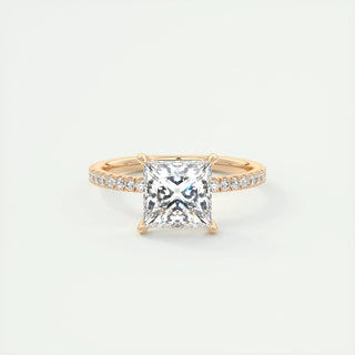 2.08 CT Princess Solitaire Pave Moissanite Engagement Ring - violetjewels