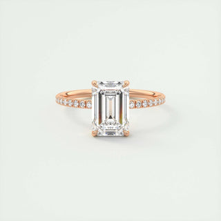 2ct Emerald F- VS1 Diamond Pave Engagement Ring - violetjewels