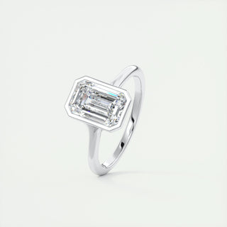 2.03 CT Emerald Cut Bezel Solitaire Moissanite Engagement Ring - violetjewels