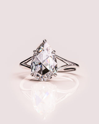 3.09 CT Pear Cut Moissanite Solitaire Engagement Ring With Split Shank Setting - violetjewels