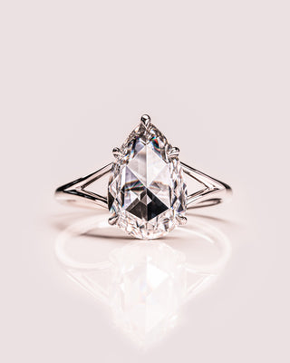 3.09 CT Pear Cut Moissanite Solitaire Engagement Ring With Split Shank Setting - violetjewels