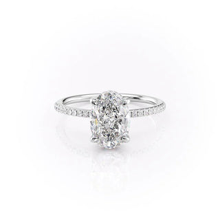 2.50 CT Oval E/VS1 CVD Diamond Hidden Halo Engagement Ring With Pave Setting - violetjewels
