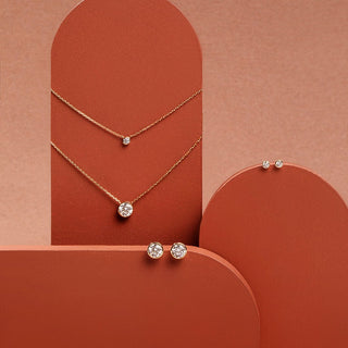 0.10 CT-1.0 CT Round Bezel Solitaire F/VS Lab Grown Diamond Necklace - violetjewels