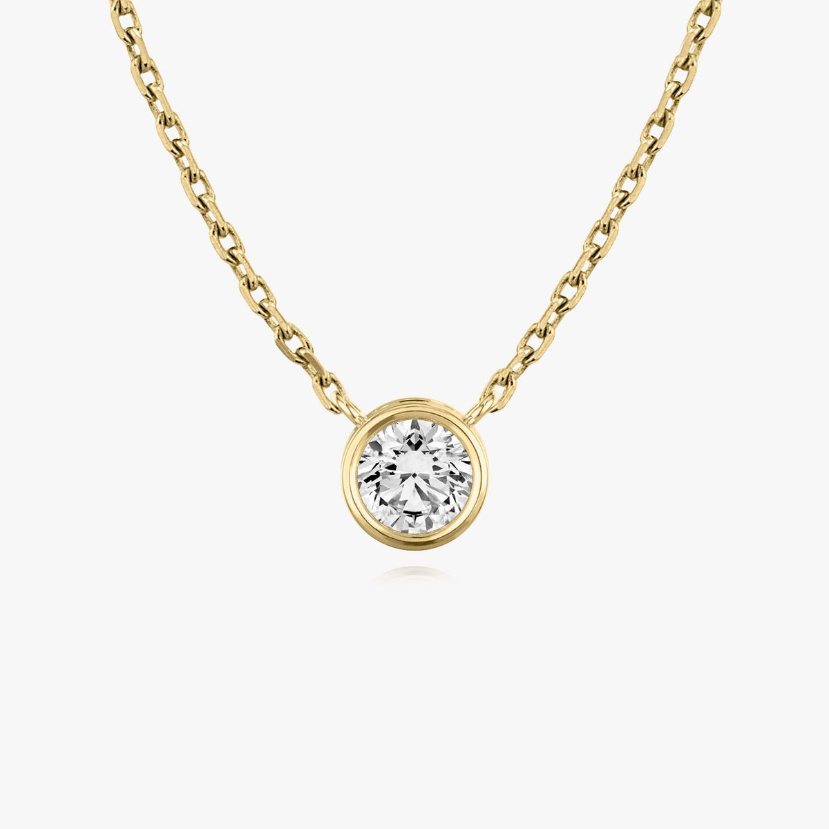0.10 CT-1.0 CT Round Bezel Solitaire F/VS Lab Grown Diamond Necklace - violetjewels