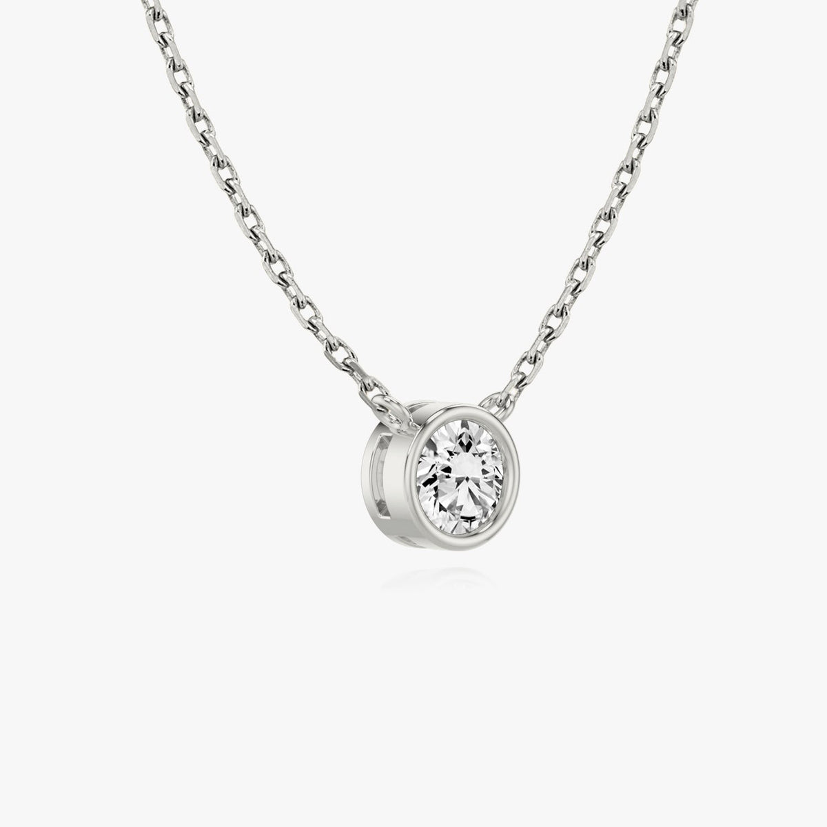 0.10 CT-1.0 CT Round Bezel Solitaire F/VS Lab Grown Diamond Necklace - violetjewels