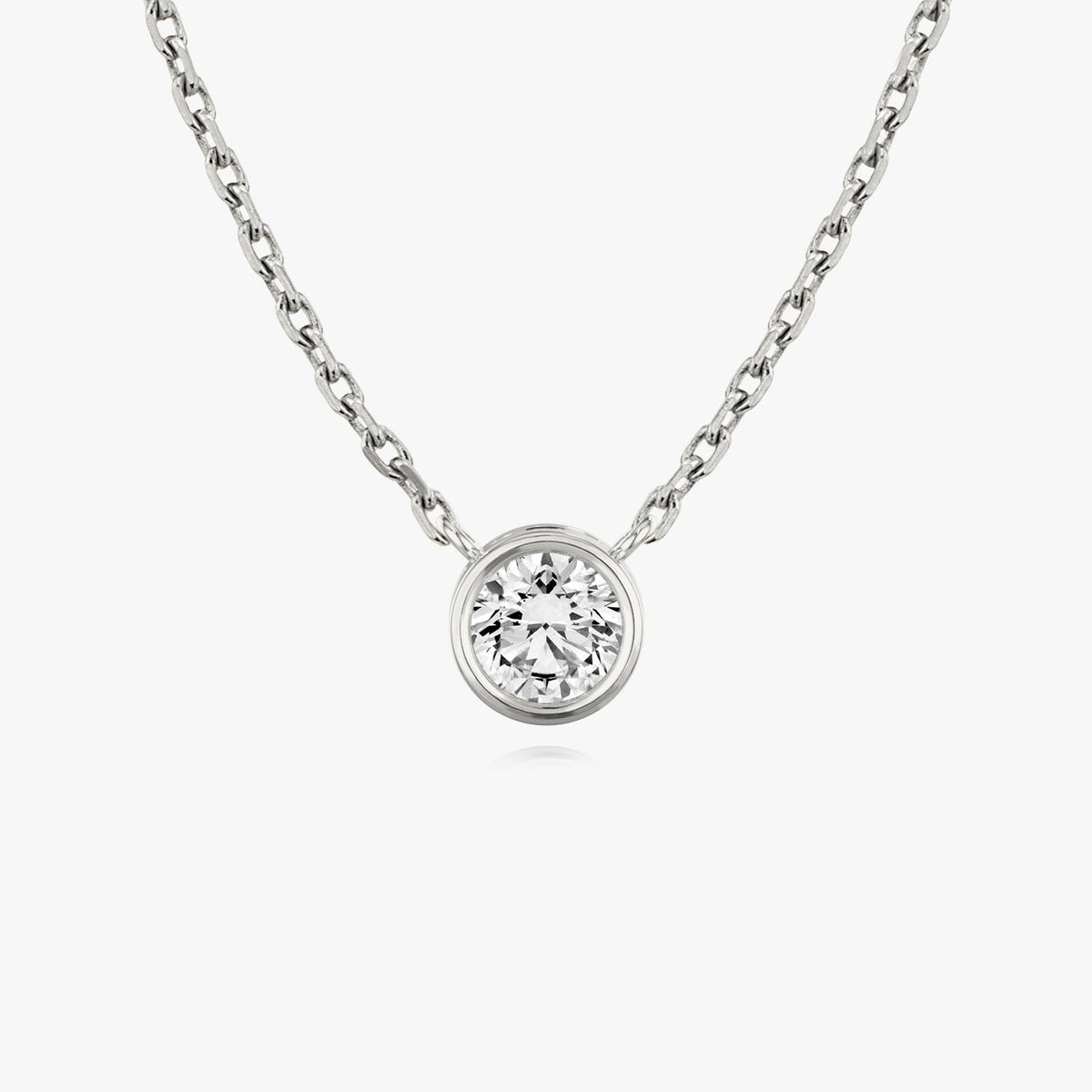 0.10 CT-1.0 CT Round Bezel Solitaire F/VS Lab Grown Diamond Necklace - violetjewels