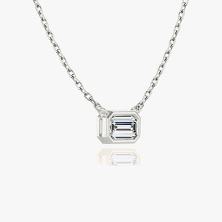 0.25 CT-1.0 CT Emerald Bezel Solitaire F/VS Lab Grown Diamond Necklace - violetjewels