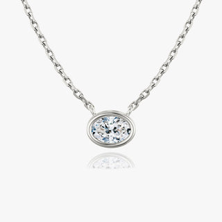 0.25 CT-1.0 CT Oval Bezel Solitaire F/VS Lab Grown Diamond Necklace - violetjewels