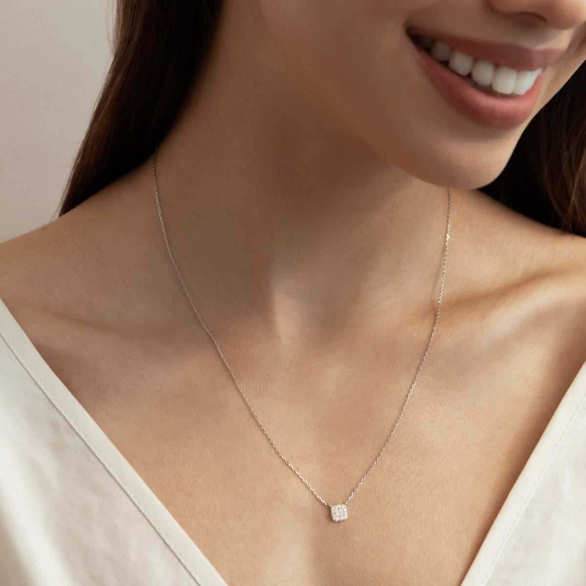 0.10 TCW Round F/VS Lab Grown Diamond Necklace - violetjewels
