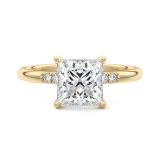 Hidden Halo Ring with 2.0 CT Princess Moissanite - violetjewels