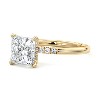 Hidden Halo Ring with 2.0 CT Princess Moissanite - violetjewels