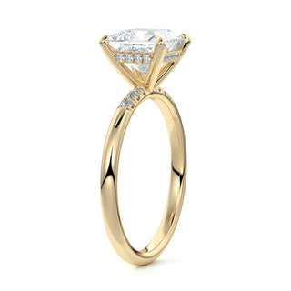 Hidden Halo Ring with 2.0 CT Princess Moissanite - violetjewels