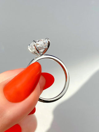 2ct Cushion F- VS1 Diamond Hidden Halo Engagement Ring - violetjewels
