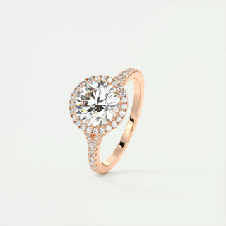 2ct Round F- VS1 Diamond Engagement Ring With Halo & Pave Setting - violetjewels