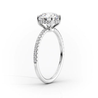 1.50 CT-3.50 CT Oval E/VS1 CVD Diamond Hidden Halo Engagement Ring With Pave Setting - violetjewels