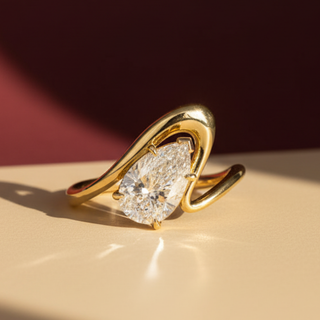 1.0 -3.0 CT Pear  Lab Grown Diamond Unique Engagement ring