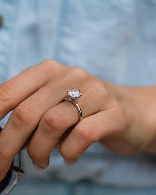 2.10 CT Rose Round Solitaire Moissanite Engagement Ring - violetjewels