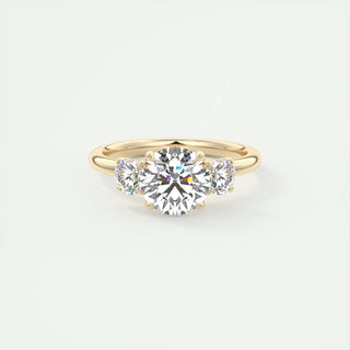 1.5ct Round F- VS1 Diamond 3 Stones Engagement Ring - violetjewels