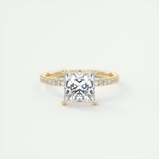 2.08 CT Princess Solitaire Pave Moissanite Engagement Ring - violetjewels