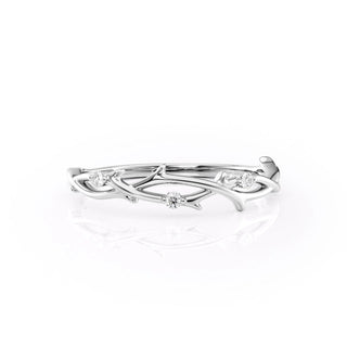 Round diamond twig wedding band with nature-inspired design – delicate and unique