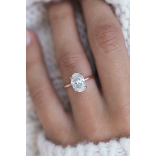 2.70 CT Oval Solitaire Moissanite Engagement Ring - violetjewels