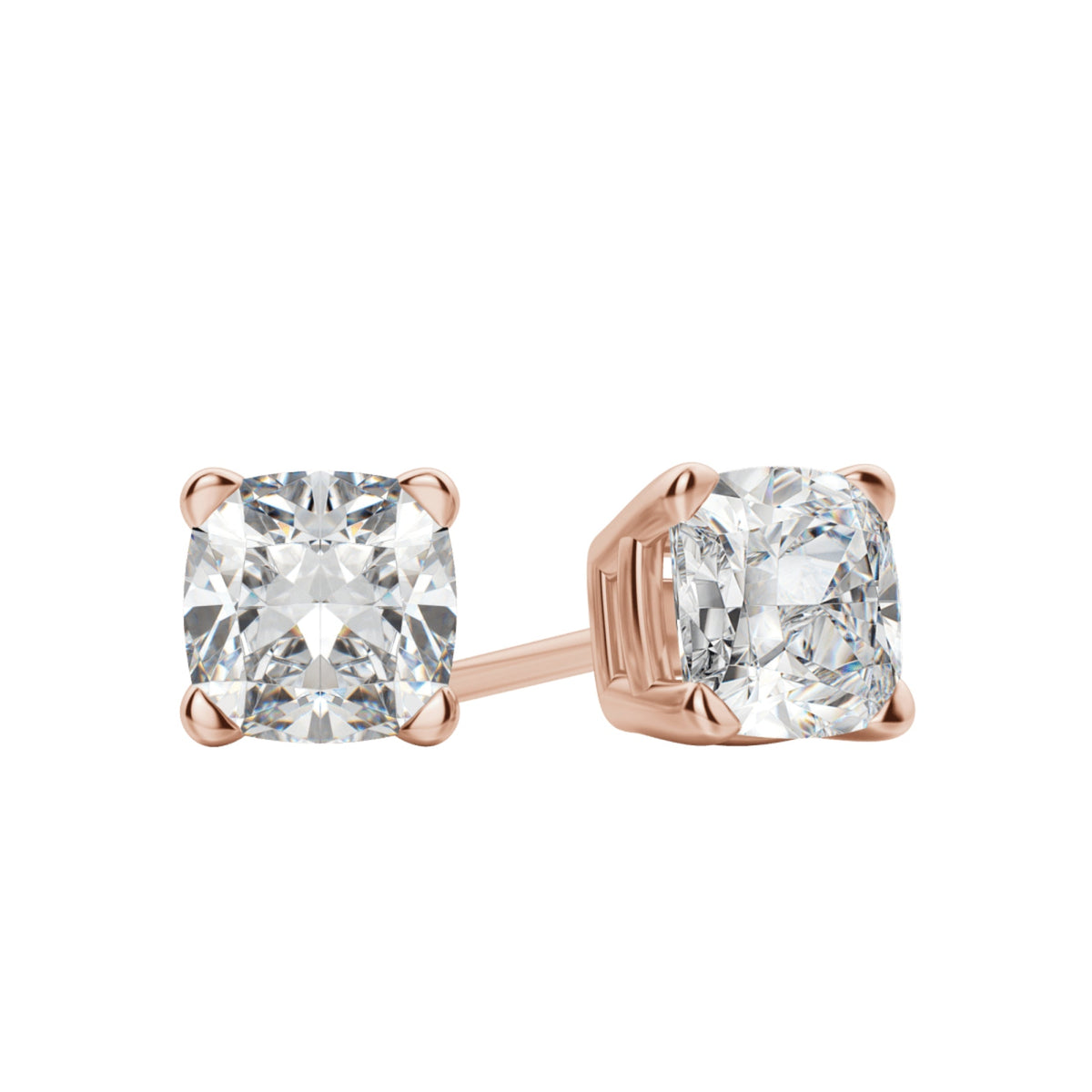0.50-1.0 TCW Cushion Moissanite Diamond Solitaire Stud Earrings - violetjewels