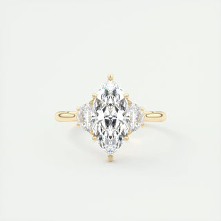 1.98 CT Marquise Cut Three Stone Moissanite Engagement Ring - violetjewels