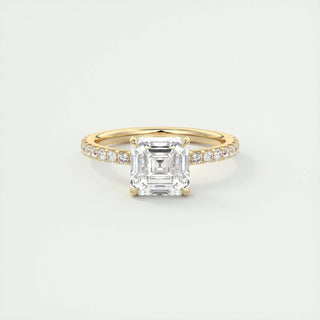 2.03 CT Asscher Cut Solitaire Pave Moissanite Engagement Ring - violetjewels