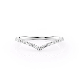 Curved wedding band with round diamonds – graceful and elegant contour design