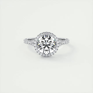 2.0 CT Round Halo Split Shank Moissanite Engagement Ring - violetjewels