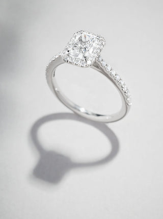 Halo Ring with 1.0 CT Radiant Cut Moissanite - violetjewels