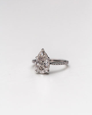 4.10 CT Pear Solitaire Pave Moissanite Engagement Ring - violetjewels