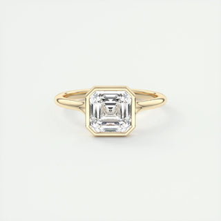 2.03 CT Asscher Cut Bezel Solitaire Moissanite Engagement Ring - violetjewels