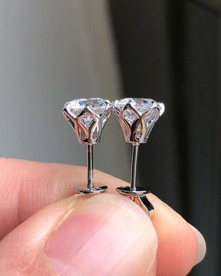 1.0 TCW Round Cut Moissanite Solitaire Stud Earrings - violetjewels