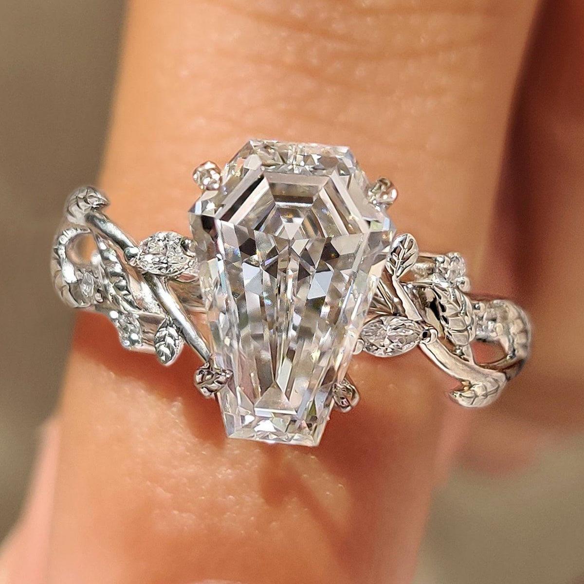 2.0 CT Coffin Diamond Majestic Nature Inspired Solitaire Engagement Ring