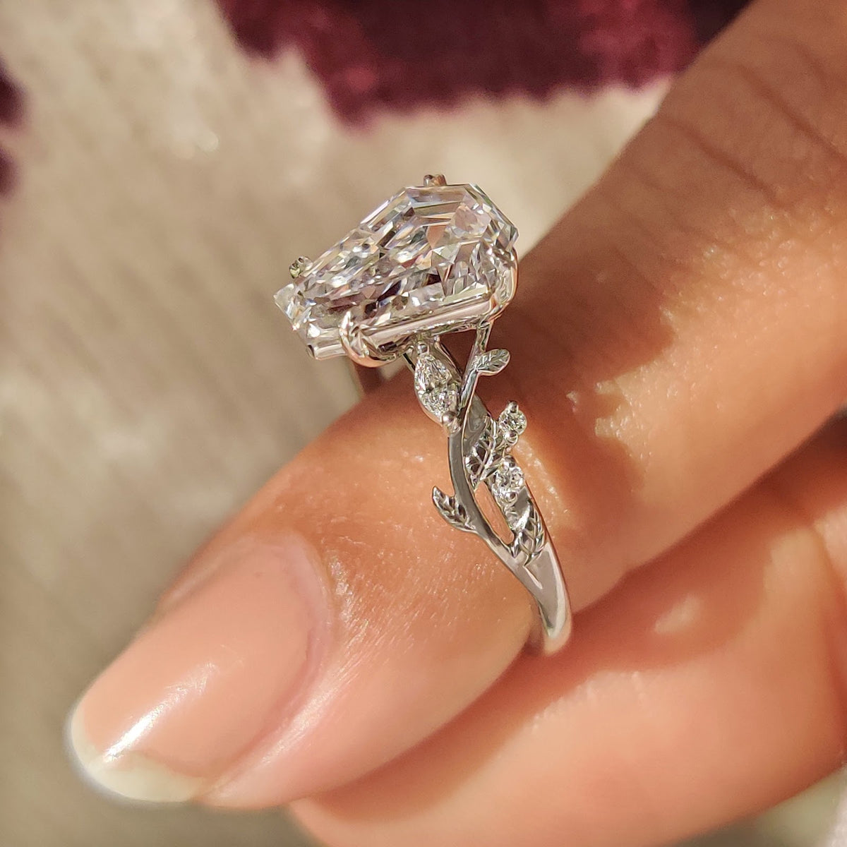 2.0 CT Coffin Diamond Majestic Nature Inspired Solitaire Engagement Ring