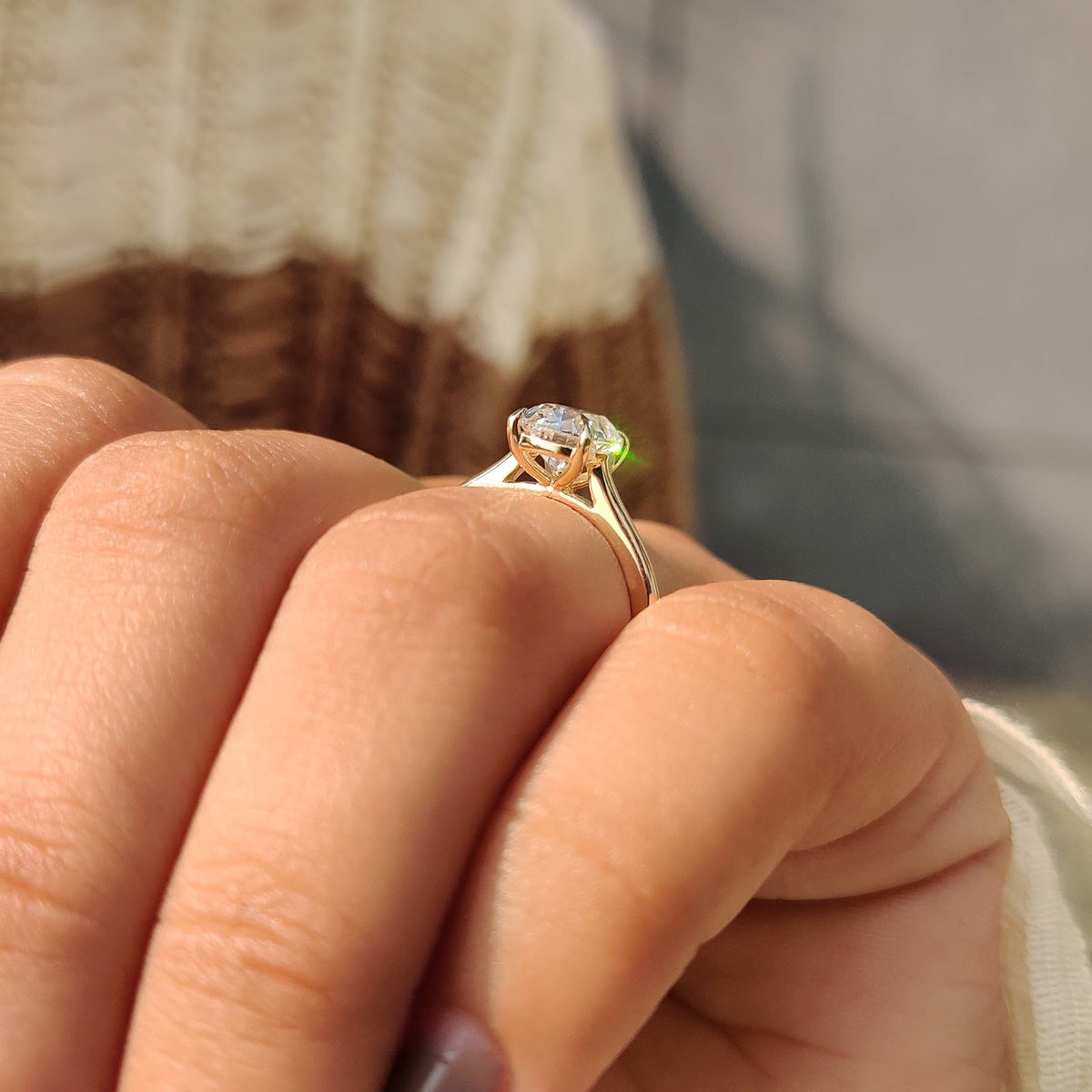 2.0 CT Cushion Diamond Encircled Dainty Solitaire Engagement Ring
