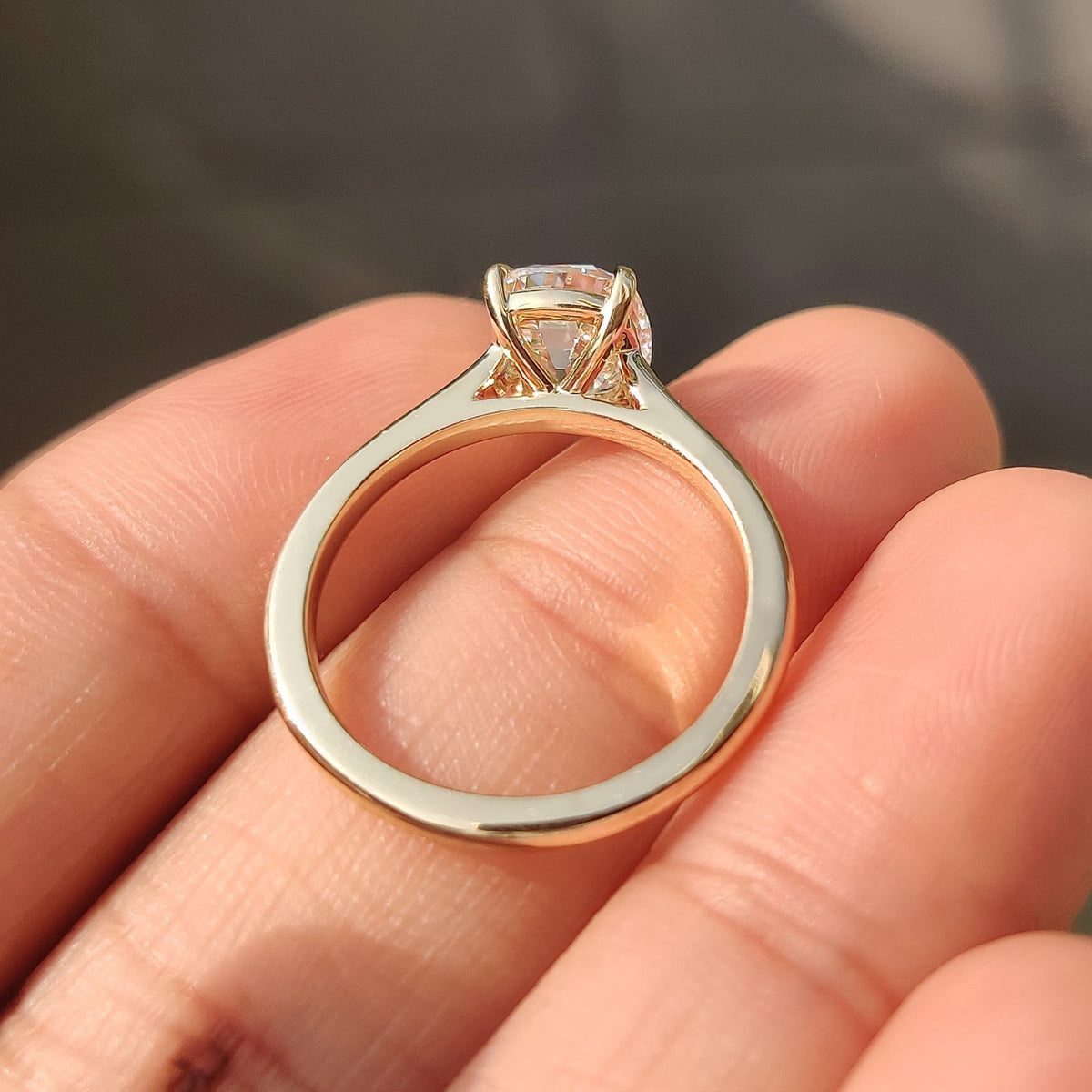 2.0 CT Cushion Diamond Encircled Dainty Solitaire Engagement Ring