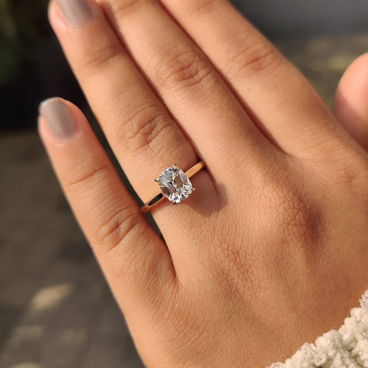 2.0 CT Cushion Diamond Encircled Dainty Solitaire Engagement Ring