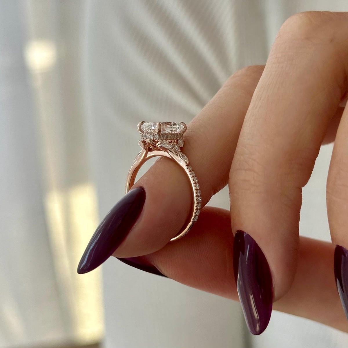 2.0 CT Elongated Cushion Diamond Pure Hidden Halo Pavé Engagement Ring