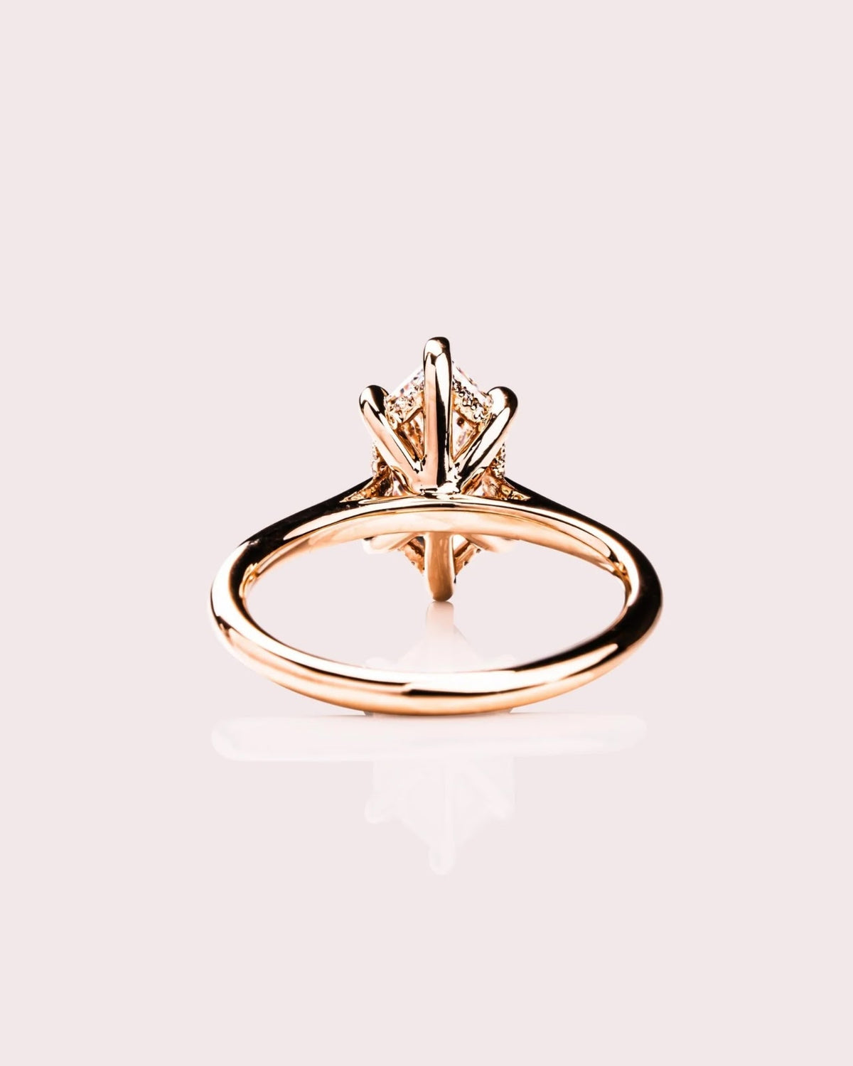 2.0 CT Elongated Hexagon Diamond Hidden Halo Cathedral Engagement Ring