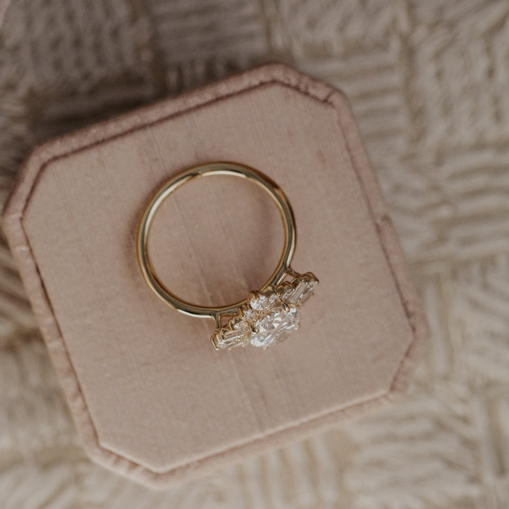 2.0 CT Oval Diamond Cluster Halo Engagement Ring